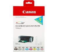 Canon CLI-42 Multipack de 8 Cartuchos de Tinta Original Negro/Gris/Gris Claro/Cian/Magenta/Amarillo/Foto Cian/Foto Magenta para Impresora de Inyeccion de Tinta Pixma PRO100-PRO100S