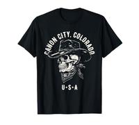 Canon City Colorado USA Cowboy Skull Diseño Desgastado Camiseta