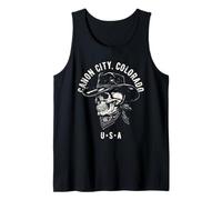 Canon City Colorado USA Cowboy Skull Diseño Desgastado Camiseta sin Mangas