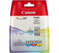 Canon CLI-521 3 Cartuchos Multipack de tinta original Cian/Magenta/Amarillo para Impresora de Inyeccion de tinta Pixma iP3600-4600-4700-MP540-550-560-620-630-640-980-990-MX860-870