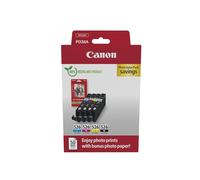 Canon CLI-526, Cartuchos de Tinta Original, Multipack, Cartuchos de Tinta Independientes, Negro, Magenta, Cian,Amarillo, Incluye 50 Hojas Papel Fotográfico 10 x 15 cm, Compatible con Impresoras PIXMA