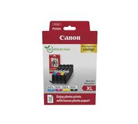 Canon CLI-551XL, Cartucho de Tinta Original, Multipack, 4 Cartuchos de Tinta Independientes, Color Negro, Magenta, Cian, Amarillo, Incluye 50 Hojas Papel Fotográfico 4 x 6