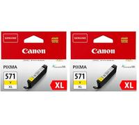Canon CLI-571XL Y, Cartucho de Tinta Original Amarillo, Cartucho de Tinta Independiente, Compatible con Impresoras de Inyección de Tinta PIXMA (Paquete de 2)