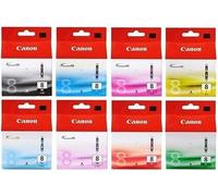 Canon CLI-8 Black Cyan Magenta Yellow Photo Cyan Photo Magenta Red Green Ink Cartridge Bundle Pack