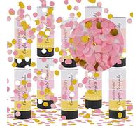 Cañon Confeti, Taozoey 10 Piezas Cañon Confeti Boda, Cañones de Confeti Multicolor, Confeti de Confeti de Colores Portátiles para Boda día de San Valentín Cumpleaños Baby Shower Fiesta (Rosado)