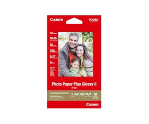 Canon Consumible Papel Fotográfico con Brillo Plus II PP-201 10x15 cm 50 Hojas, Rojo