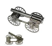 Cañón de artillería de petardo, modelo de cañón de acero inoxidable, lanzador de petardos, cañón de artillería con 4 ruedas, colección de artillería, adornos de escritorio para fanáticos militares