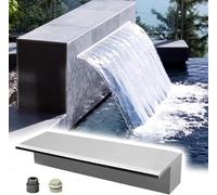 Cañón de Cascada de 70/68/50/48/36/30/24 Pulgadas - Fuente de Agua para Exteriores con Plataforma de Flujo Ancho para estanques comerciales y residenciales (Plateado, 100 cm/40 Pulgadas)