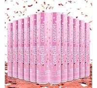 Cañón de confeti de oro rosa, paquete de 12 cañones de confeti para fiesta, de papel de aluminio rosa, para bodas, cumpleaños, graduaciones, celebración de Año Nuevo