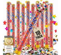Cañón de Confeti Tirador de Confeti para fiestas Cañón de Confeti - XXL - Conjunto (Colorido (100cm), 10 piezas)