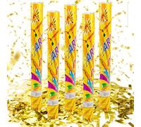 Cañón de Confeti Tirador de Confeti para fiestas Cañón de Confeti - XXL - Conjunto (Dorado (60cm), 5 piezas)
