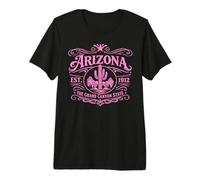 Cañón del Desierto del Estado de Arizona Vintage Cactus Western 1912 AZ Camiseta Premium