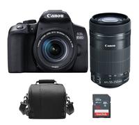 CANON EOS 850D KIT EF-S 18-55mm F4-5.6 IS STM Negro + EF-S 55-250MM F4-5.6 IS STM + bolsa de la cámara + tarjeta SD de 16GB