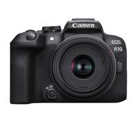 Canon EOS R10 Cámara Digital Mirrorless Negra 24.2 MP Sensor APS-C con Lente RF-S 18-45mm F4.5-6.3 IS STM Zoom 2.5x Grabación 4K UHD WiFi Bluetooth