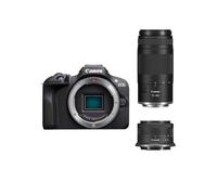 CANON EOS R100 Cámara Mirrorless + Objetivo RF-S 18-45 mm + RF 75-300mm Kit Doble Zoom, Cámara Evil APS-C (24,1 MP) -4 EV, Vídeo 4K 25 fps, Dual Pixel CMOS AF, Wi-Fi y Bluetooth, Negro