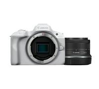Canon EOS R50, White + RF-S 18-45mm F4.5-6.3 IS STM Kit MILC 24,2 MP CMOS 6000 x 4000 Pixeles Blanco