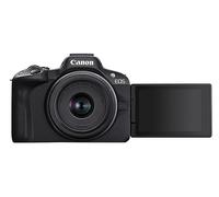 Canon EOS R50 Cuerpo Cámara Mirrorless + Objetivo RF-S 18-45 mm F4.5-6.3 IS STM, Cámara Evil APS-C (24,2 MP) -4 EV, Vídeo 4K 30 fps, Dual Pixel CMOS AF II, Pantalla Táctil de Ángulo Variable, Negro