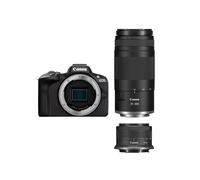 Canon EOS R50 Cuerpo Cámara Mirrorless + Objetivo RF-S 18-45 mm + RF 75-300mm Kit Doble Zoom -4 EV, Vídeo 4K 30 fps, Dual Pixel CMOS AF II, Pantalla Táctil de Ángulo Variable, Negro