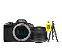 Canon EOS R50 negro + RF-S 18-45 mm IS STM + Joby Gorillapod + Peter Hadley SDXC 128 GB