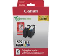 Canon + Fotopapier 50 Blatt 10x 15 cm Value Pack negro / varios colores / Blanco Original PG-595+CL-586