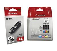Canon - Juego de 5 cartuchos de tinta XL (negro, cian, magenta y amarillo) para Canon Pixma IP 7250 IP7250