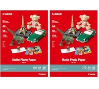 Canon MP-101 - Papel fotográfico A4, mate, 170g/m2, 50 hojas (Paquete de 2)