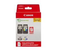 Canon Multipack de Tinta y Papel Cartuchos de Tinta Originales PG-540/CL-541 - Pack de 2 Cartuchos (1 Negro, 1 Color) y Papel fotográfico 4x6 (50 Hojas) - Compatible con impresoras PIXMA