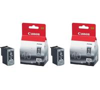 Canon PG-40 Cartucho de Tinta Original Negro para Impresora de Inyeccion de Tinta Pixma iP1200-iP1300-iP1600-iP1700-Ip2200-MP150-MP160-MP170-MP180-MP460-FAX JX200-JX210P-JX500-JX510P (Paquete de 2)