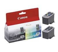 Canon PG-50+CL-51 Cartucho Multipack de tinta original Negro y Tricolor para Impresora de Inyeccion de tinta Pixma MP150-MP160-MP170-MP180-MP450-MP450x-MP460-iP2200