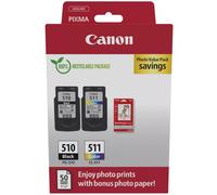 Canon + 10x15 cm Fotopapier 50 Blatt Value Pack negro / varios colores / Blanco Original PG-510+CL-511