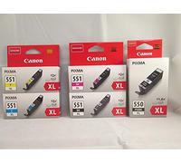 Canon PG-550XL+CLI-551XL 5 Cartuchos de tinta original BK/C/M/Y/PGBK XL para Impresora de Inyeccion de tinta Pixma MX725-MX925-MG5450-MG5550-MG5650-MG6350-MG6450-MG6650-MG7150-MG7550-iP7250-iP8750-iX6850