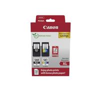Canon PG-560XL + CL-561XL Fine Cartuchos de Tinta Original + Papel Foto | 14.3ml + 12.2ml Tinta auténtica alto rendimiento y papel fotográfico - para PIXMA TS5350i, TS7450i, TS5351i, TS7451i y más!