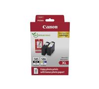 Canon PG-585XL + CL-586XL, Cartuchos de Tinta Original, Tamaño XL, 1 Cartucho Negro y 1 Cartucho Color, Incluye Papel fotográfico 4x6 (50 x Hojas), Compatible con Impresoras PIXMA