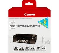 Canon PGI-29 6 Cartuchos Multipack de tinta original Negro Mate/PBK/Gris/Gris Claro/Gris Dark/CO para Impresora de Inyeccion de tinta Pixma PRO1