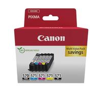 Canon PGI-570 PGBK + CLI-571, Cartucho de Tinta Original, Multipack, 5 Cartuchos de Tinta Independientes, Color Negro, Magenta, Cian, Amarillo, Compatible con Impresoras de Inyección de Tinta PIXMA