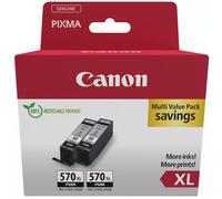 Canon PGI-570XL BK, Cartucho de Tinta Original, Multipack, 2 Cartuchos de Tinta Independientes, Color Negro, Compatible con Impresoras de Inyección de Tinta PIXMA
