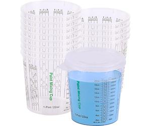 CANOPUS Profesional Vasos Mezcladores de Plastico Resina Epoxi 650ml (Paquete de 12) Vasos Medidores Pintura, Vasos de Plastico Graduados para Proyectos de Arte, Automoción con 3 Tapas