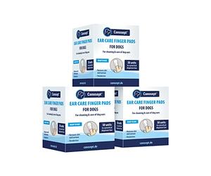 Canosept Toallitas Limpiador Oidos Perros 3 x 50 Piezas - Limpiador oidos perros - Cajas De Dedos Para Una Limpieza Práctica E Intuitiva - Cuidado E Higiene De Las Orejas De Los Perros
