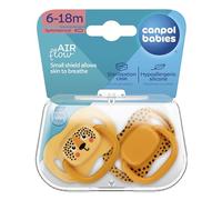Canpol babies BabiesBoo - Chupete de silicona simétrica de 6-18 m con recipiente esterilizador para microondas, 2 unidades, color naranja
