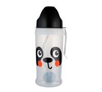 Canpol babies Botella a prueba de fugas con pajita y peso 350 ml, 9 m+, 1 unidad, 100 % a prueba de fugas, mango desmontable, apto para lavavajillas y microondas (blanco BabiesBoo Panda)