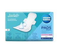 Canpol babies Discretas toallas postparto con alas nocturnas, ultraligero, tamaño alargado, suave y transpirable, tira adhesiva ancha