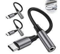 CanQuanSWZX 3 adaptadores USB C a jack de 3,5 mm, adaptador de audio auxiliar USB C a jack con chip DAC, compatible con dispositivos con conector C, soporta música y llamadas, compacto y duradero