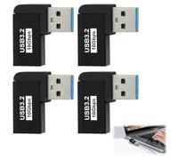CanQuanSWZX 4 conectores USB en ángulo de 90 grados, adaptador de ángulo USB 3.2, USB 3.2 macho a hembra, conector en ángulo en forma de L para transferencia de datos, velocidad de 10 Gbps, compacto y