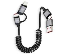 CanQuanSWZX Cable de carga universal en espiral 4 en 1, 1,5 m, para coche 17 16 Pro Max y uso diario, cable de carga rápida multiUSB con múltiples conexiones