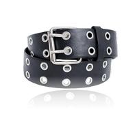 CanQuanSWZX Cinturón Punk Negro Doble Fila de Clavos, Cinturón Tachonado para Hombre y Mujer, Hebilla Cuadrada, Estilo Rock y Gótico, Longitud 110 cm, Ancho 3,8 cm