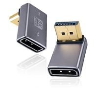 CanQuanSWZX Pack de 2 adaptadores DisplayPort, adaptador 8K UHD HDR con carcasa de aleación, conector acodado de 90 grados a hembra, adaptador DisplayPort 8 K @ 60 Hz/4K @ 144 Hz, DisplayPort 1.4, UHD