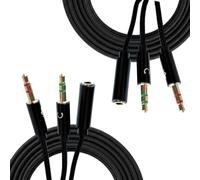 CanQuanSWZX Set de 2 Adaptador Jack Audio Estéreo 3,5mm - Adaptador Casco PC Doble Jack 3,5mm Macho a 2 Hembras, Splitter Jack 25CM, Compatible con Ordenador, Tableta, Altavoz, Micrófono Casco
