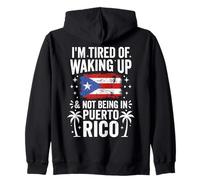 Cansado de Despertar no en Puerto Rico Boricua Pride Flag Sudadera con Capucha