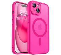 CANSHN Funda Magnética para iPhone 15 Plus, Compatible con MagSafe, [Protección Total de La Cámara], Carcasa Fondo Mate Translúcido 6.7 Pulgadas, Rosa Vivo