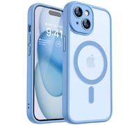 CANSHN Funda Magnética para iPhone 15 Plus, Compatible con MagSafe, [Protección Total de La Cámara], Carcasa Fondo Mate Translúcido 6.7 Pulgadas, Azul Claro